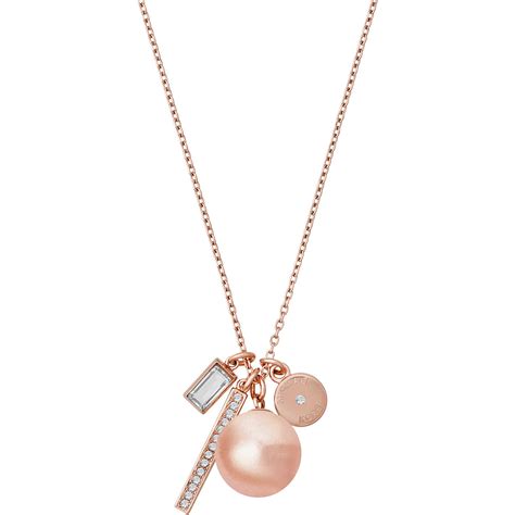 michael kors jewellery mkj6669791|Michael Kors Rose Gold Tone Pearl Crystal Pendant Necklace .